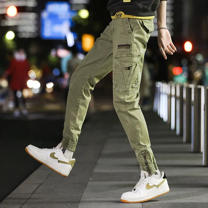 CAAYU-pantalones Cargo para hombre, ropa de calle japonesa con bolsillos laterales, estilo Hip Hop, a la moda, 2022