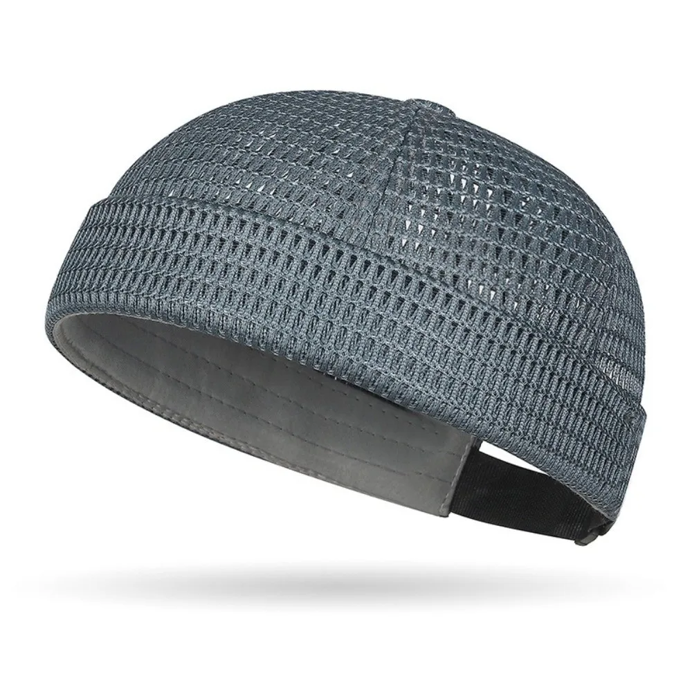 Fashion Ultra-Light Mesh Breathable Hat Adjustable Solid Color Brimless Melon Skin Hat Short Hat Casual Beanies Hat Outdoor