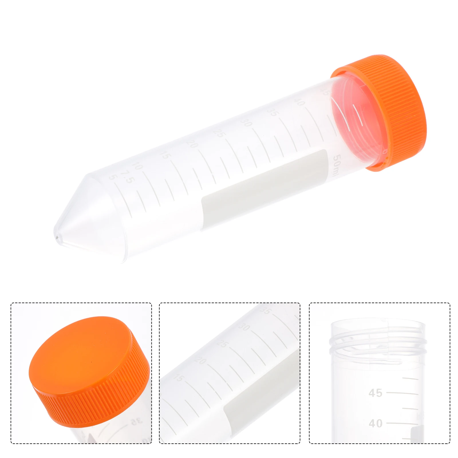 

50 Pcs Plastic Centrifugal Tube Conical Test Tubes Laboratory Lids Black Top Vials Labs
