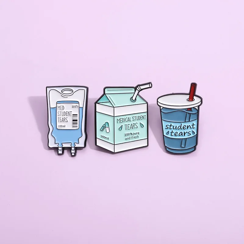 Creative and Fun Beverage Milk Box Enamel Pins Fun foods to replenish energy Brooches Lapel Backpack Badge Jewelry Gifts