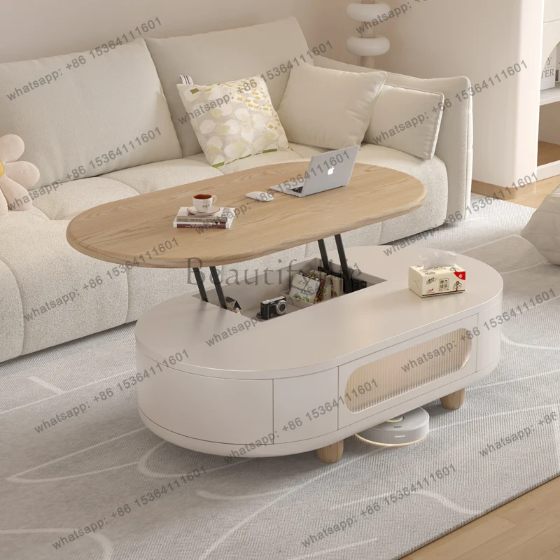 Factory Direct SalesPortable Wheels Coffee Tables Multifunction Lift Vintage Wooden Coffee Tables Narrow Japanese Mesa De Centro