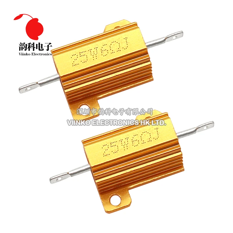 1PC 10W 25W Aluminiowa metalowa obudowa Rezystor drutowy 0,01 ~ 30K 0,1 1 2 3 4 5 6 8 10 20 25 100 150 1K 10K ohm RX24