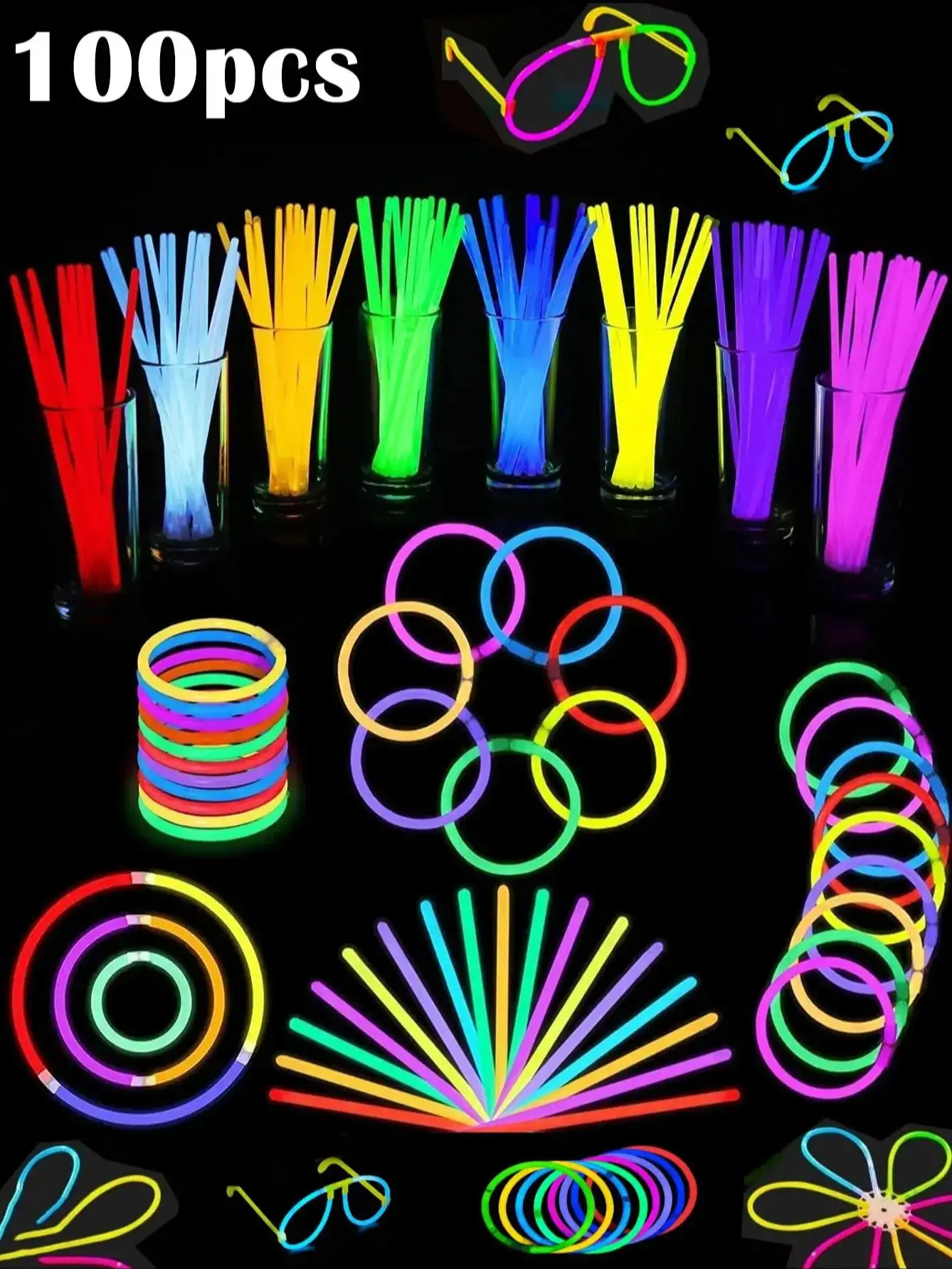 Luminous Colorful Glow Sticks Fluorescence Glowing in The Dark DIY Bracelet Necklace Glowstick Birthday Wedding Party supplies