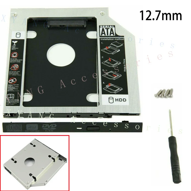 PP+ 12.7mm Universal for SATA 2nd HDD SSD Hard Drive Caddy CD/DVD-ROM Optical Bay