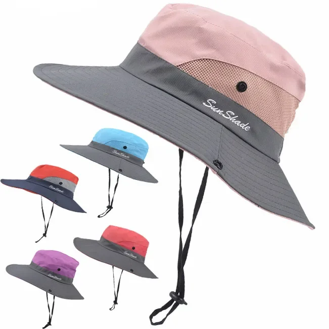 Fishing Hat Sun UV Protection UPF 50+ Wide Brim Summer Bucket Hat for Men Women - Outdoor Hiking Hat with Chain Strap