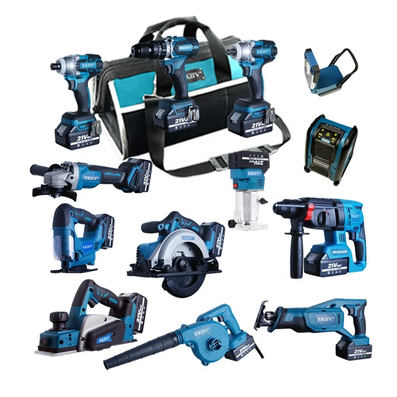 EKIIV 18v 21v cordless li-ion electric reciprocating saw chain combo kits 15-piece 20v lithium ion cordless tools