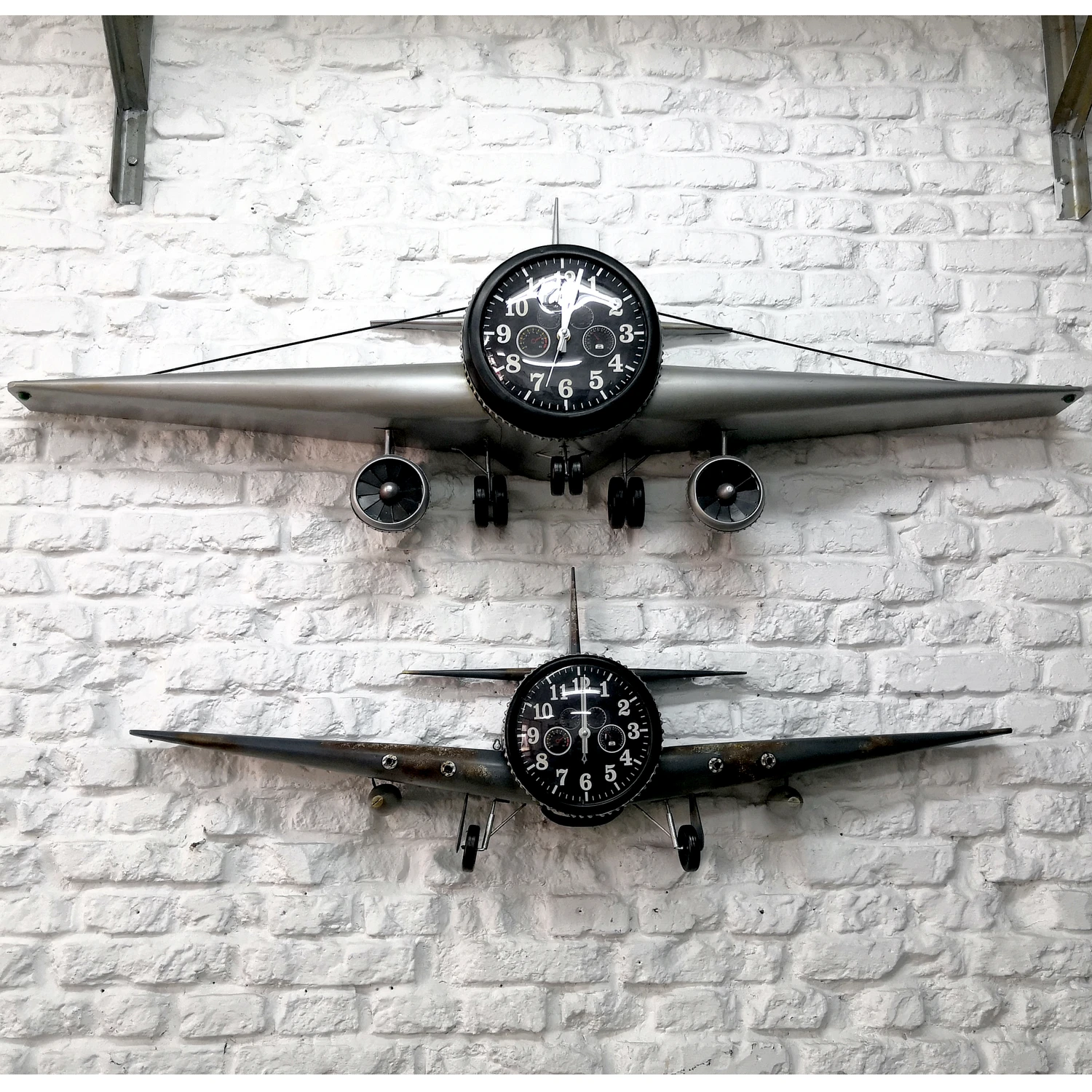 Vintage Iron Living Room Wall Clocks Creative Aircraft Moulding Industrial Style Wall Clocks Bar Dining Room Home Decoration