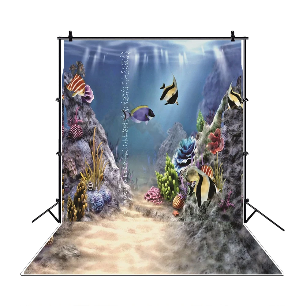Fondo submarino para estudio fotográfico, telón de fondo con diseño de Mundo Marino, Océano, peces, Coral, acuario, pecera, retrato de bebé