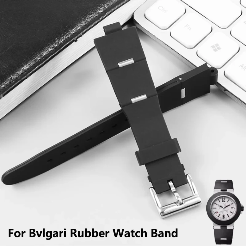 

High quality Silicone Rubber strap for Bvlgari Watch Band DP42C14SVDGMT men's and women's watch chain with notch 22x8mm 24x8mm