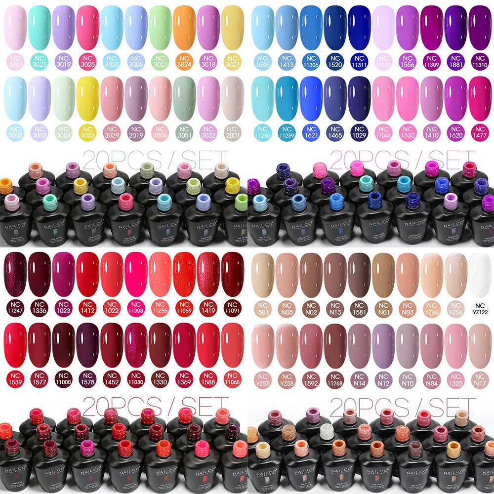 

Набор NAILCO, 20 шт., цветной гель-лак для ногтей, полуперманентный УФ-лак, принадлежности для маникюра, для профессионалов, верхнее покрытие для маникюра
