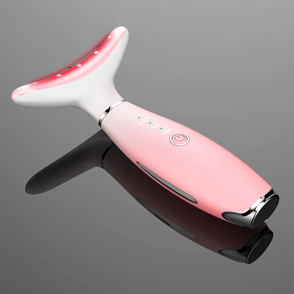 Hot Selling Home Use Rechargeable ABS Beauty Device Face Neck Lifting Vibration Heated LED Light Face Sculpting Tool Massager