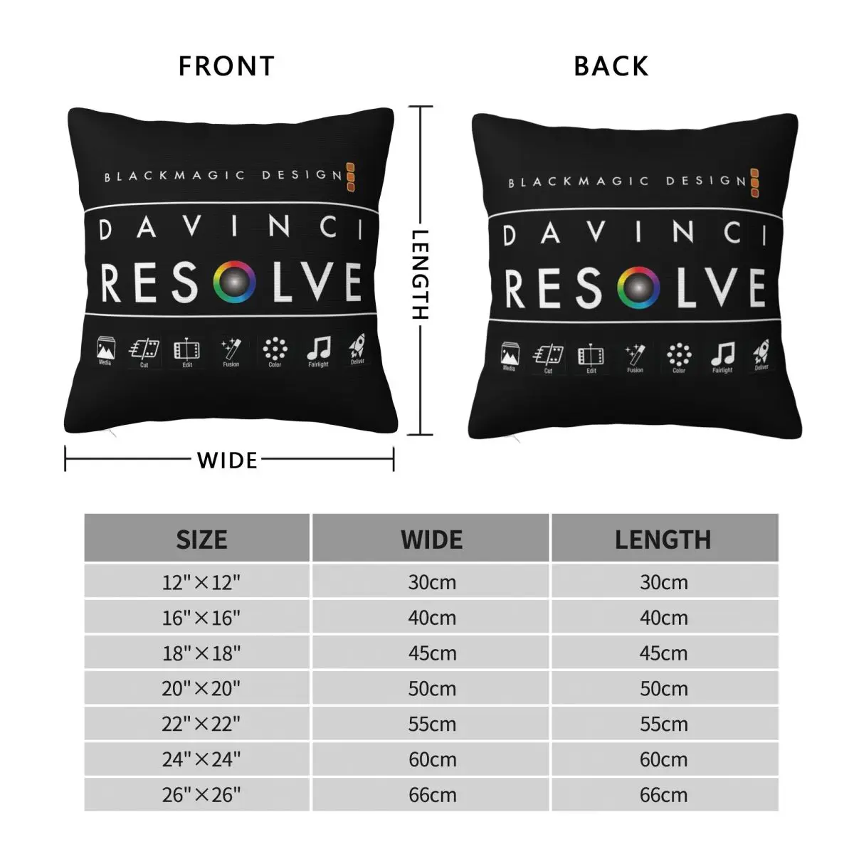 Davinci Resolve Blackmagic Design Square Pillowcase Polyester Linen Velvet Printed Zip Decorative Pillow Case Home Cushion Cover