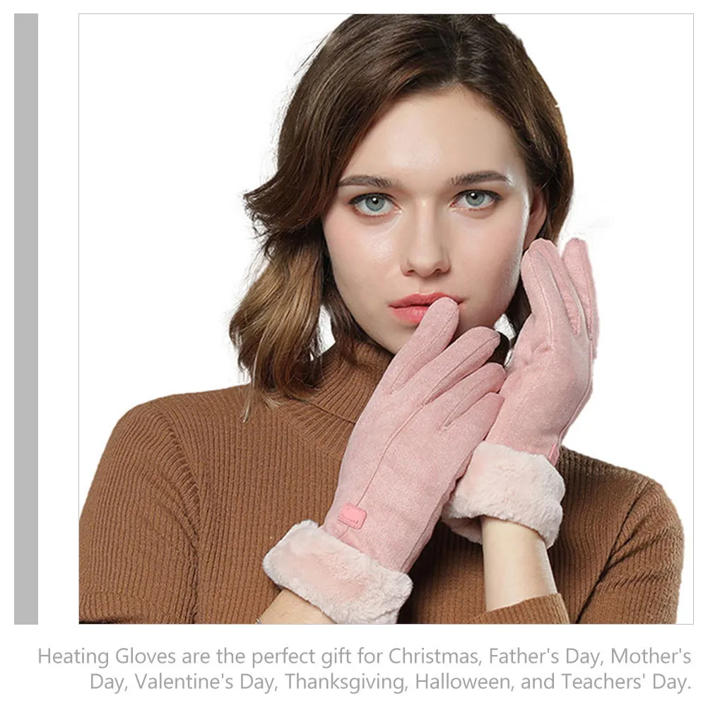 

1Set Touchscreen Compatible Heated Gloves USB Powered Thermal Mitts for Cold Weather Riding Skiing Outdoor Activities