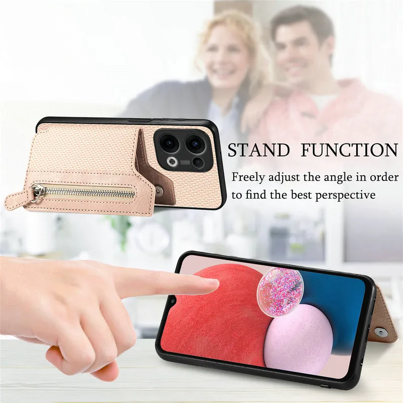 Reno13 14 15 FS 14F 13F 13A 5G Luksusowe etui dla OPPO Reno 15F Skórzane etui z zamkiem błyskawicznym Reno 13 14 15 16 Pro Max 15F Pokrowiec na tył — zdjęcie produktu 5
