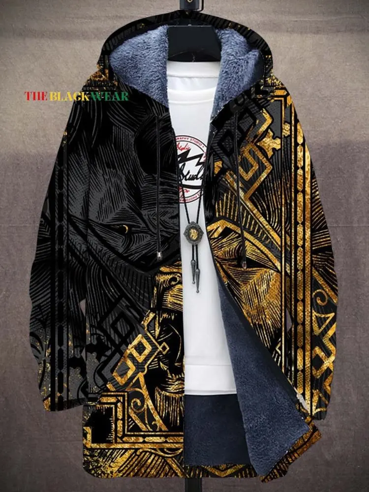 Men's Sun And Moon Yin Yang Tree Of Life Print Fleece Lined Hooded Trench Coat Men's Thick Warm Jacket view 4