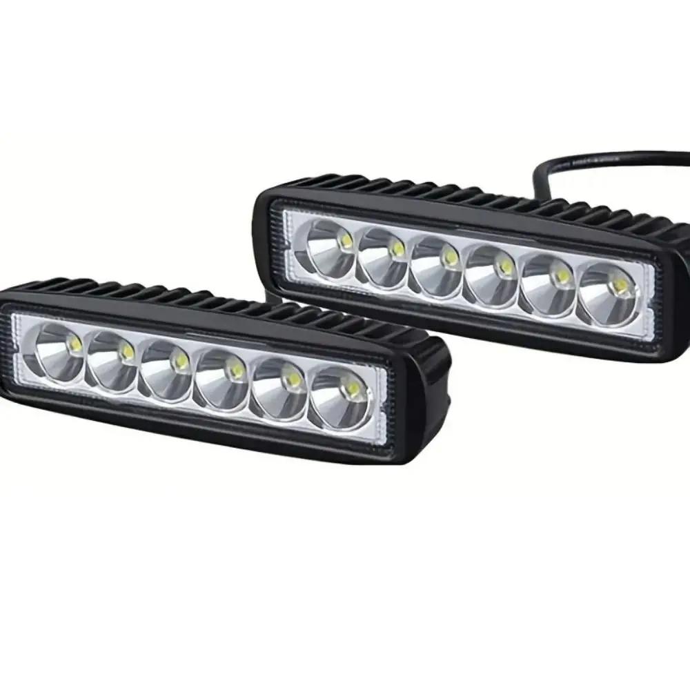 مصابيح أمامية عملية 18 وات 6 مصابيح LED عالية السطوع مصباح قيادة 6500K-7500K مقاوم للماء ضوء عمل السيارة