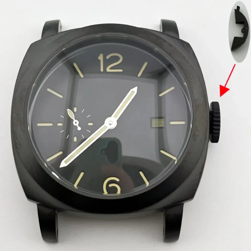 44 mm hochwertiges schwarz-silbernes 316L-Gehäuse, 36 mm Sandwich-Zifferblatt, C3-Leuchtfarbe, geeignet für ST2555 ST2557 Uhrwerk