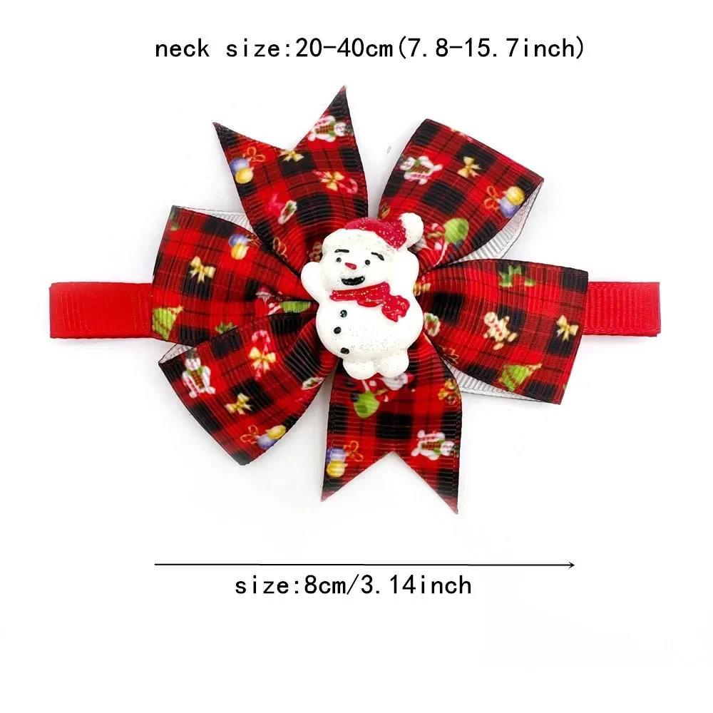 50pcs Christmas Pet Dog Cute Small Dog Cat Bow Tie Necktie with Santa Claus Snowflake Accessories Bowties for Dogs Pet Supplies