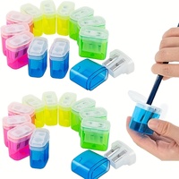 12pcs Pencil Sharpener, Large Barrel with Transparent Lid, Double Barrel with Lid Plastic Pencil Sharpener