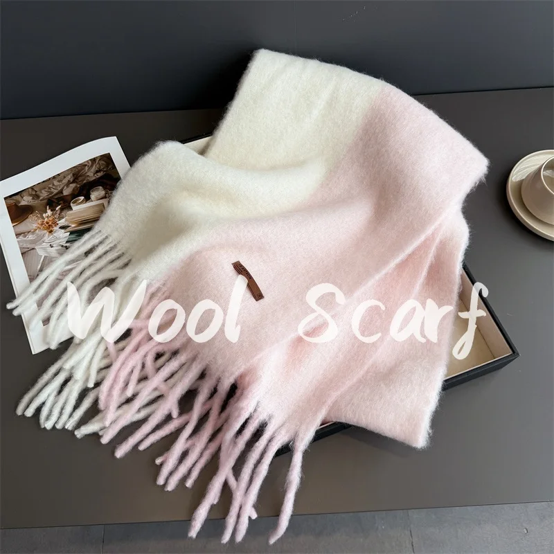 

2025 New Wool Scarf Winter Women Imitation Cashmere Thick Warm Pashmina Shawl Wraps Tassel Poncho Echarpe Neckerchief