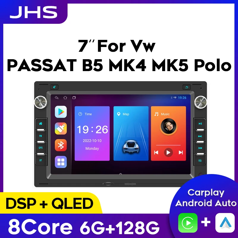 7'' 2 Din Android Car Radio Player For VW PASSAT B5 MK4 MK5 SHARAN Jetta Bora Polo TRANSPORT T5 Multimedia Naviagtion GPS Stereo