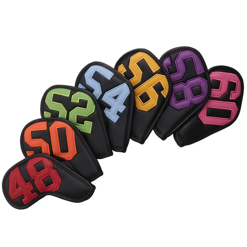 AED2-Golf Iron Club Head Cover Protector Simple Sand Wedge Golf Club Iron Headcover Number Printed 48-60 Degree