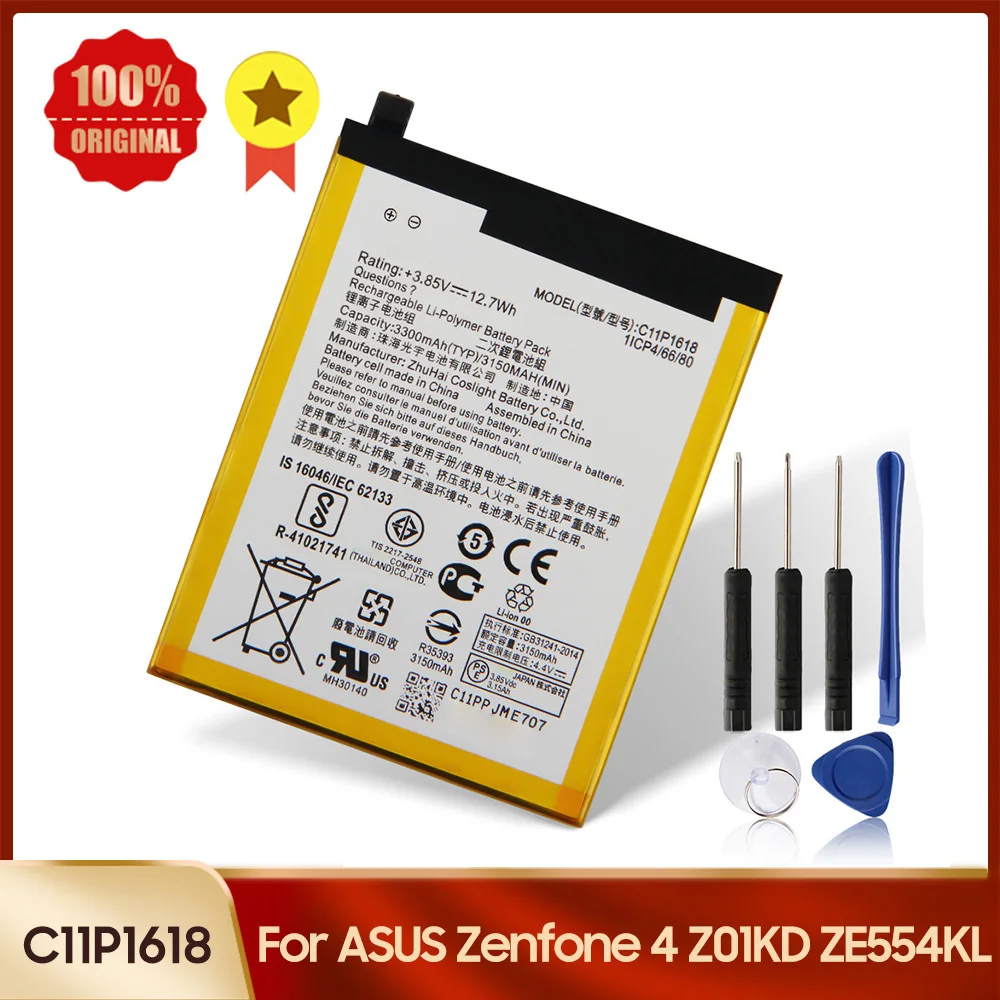 New Phone Battery C11P1618 For ASUS Zenfone 4 Z01KD ZE554KL Replacement Battery 3250mAh