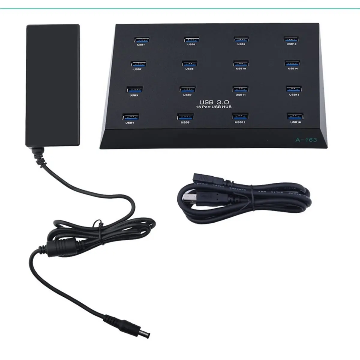 CH◆☆§A-163 25W Powered Super Data Speed 5Gbps 16 Ports USB3.0 Duplicator Hub USB Flash Driver Copier EU PLUG~HOT SALE