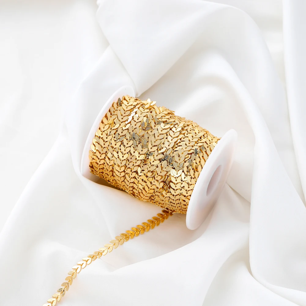 1Meter 14K/18K Gold Color Plated Brass Leaves Leaf Chains Necklace Chains for DIY Bracelet Jewelry Making Findings Accessories