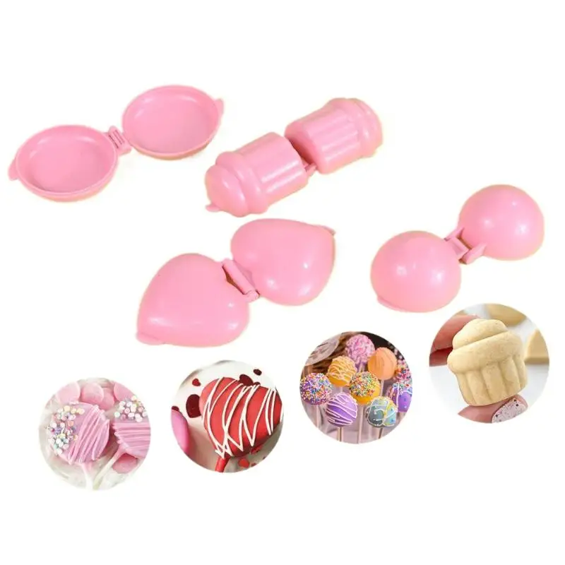 4 pièces/ensemble rond/coeur/cône/cupcake sucette moule en plastique biscuits Cakepop moule bricolage Fondant gâteau décoration outils fournitures de cuisson