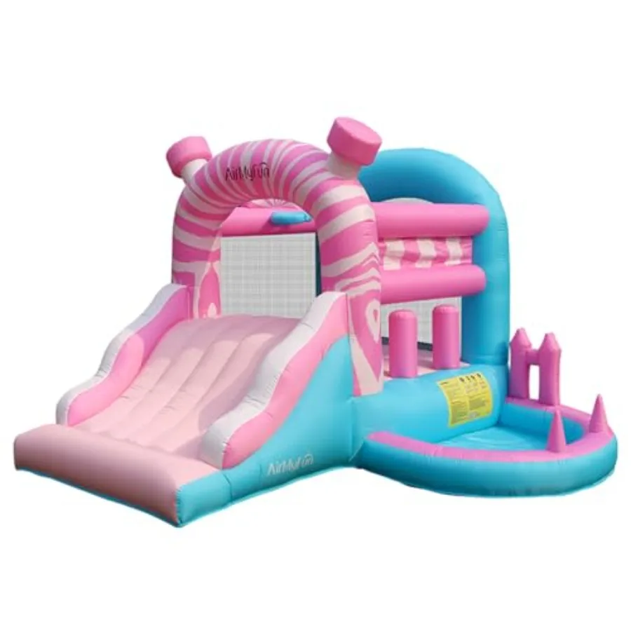 

Розовый надувной дом для прыжков с воздуходувкой, надувной замок принцессы, надувной шезлонг для с ямой для мячей и широкой горкой Pe
