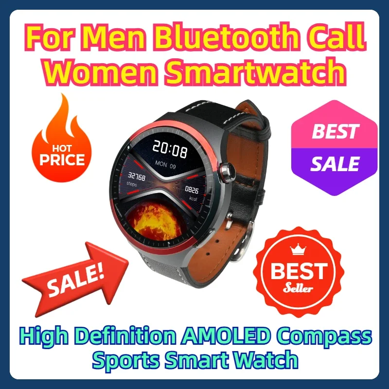 

For Men Bluetooth Call Women Smartwatch High Definition AMOLED Compass Sports Smart Watch