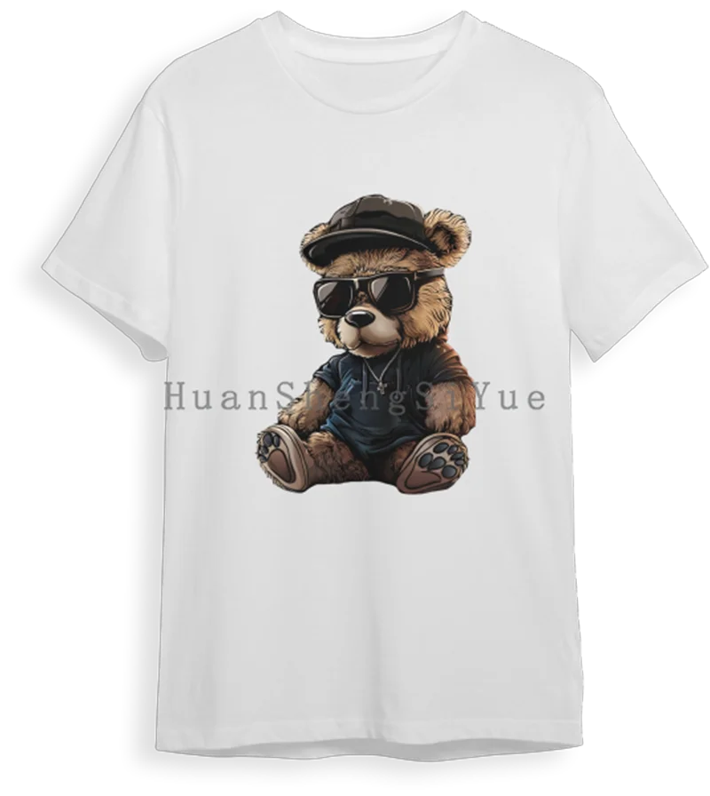 Pegatina de planchado de oso de Color para ropa, camiseta de moda DTF, Sudadera con capucha, transferencia de calor DIY, pegatina caliente impermeable