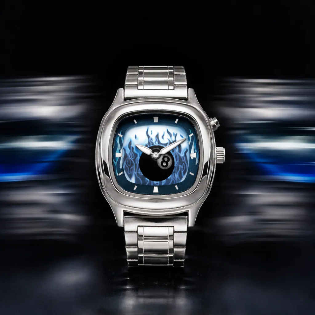 

Men's Y2K Ana-Digi Watch Stainless Steel 41mm Retro Flame Dial Digital Analog Quartz Wristwatch Luxury Sport Bracelet