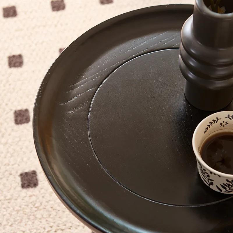 Nordic solid wood edge few round medieval small coffee table modern simple small table rack cup table