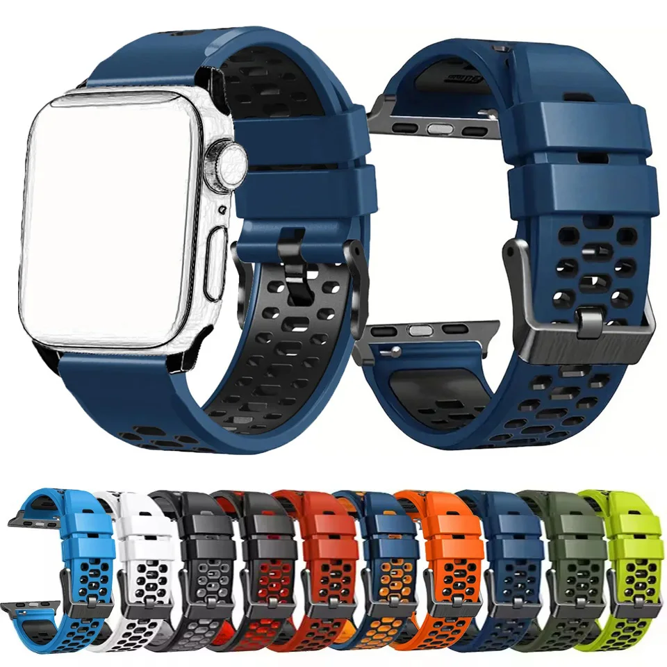 シリコン製腕時計バンドストラップ Apple Watch Series 10 SE Ultra 2 ブレスレット 49mm 46MM 45MM 44MM 42mm対応 リストバンドアクセサリー