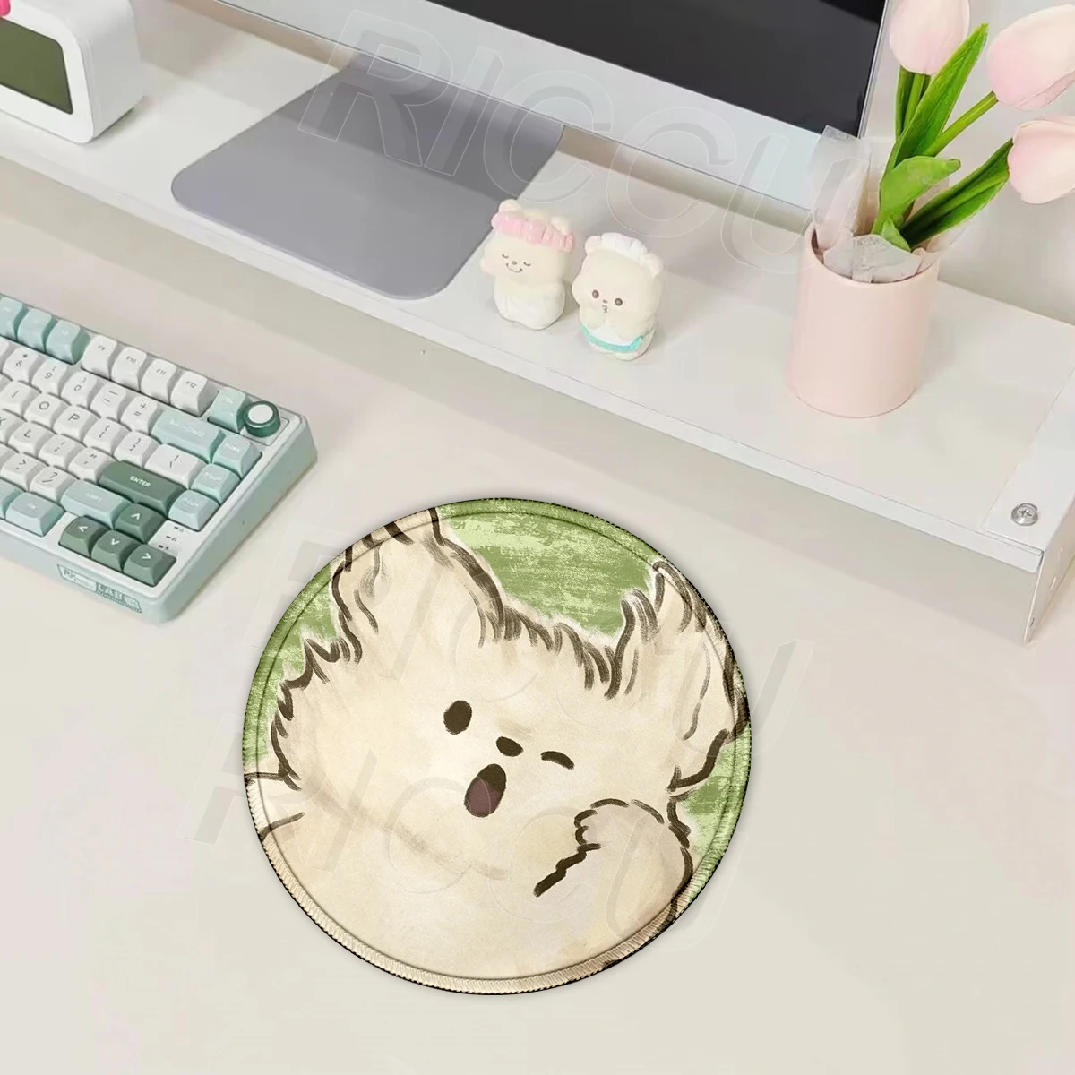 Rubber Round Mouse Pad Cute Anime Dog Portable Non-Slip Rubber Mousepad PC Tablepad Office Accessories Keyboard Mousemat Deskpad