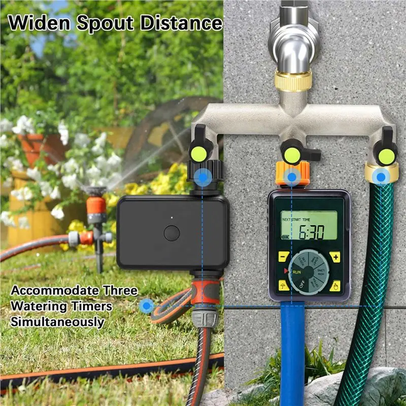 ABMR-3X Brass Garden Hose Splitter - Water Hose Splitter 3 Way Heavy Duty, Faucet Splitter With Shut Off Valves, 3/4Inch
