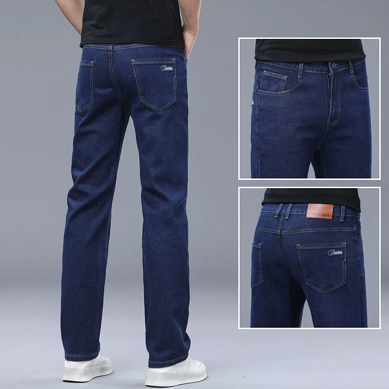 2026 New Men Business Slim Fit Jeans Male High Quality Comfortable Fabric Trousers Daily Casual Versatile Solid Denim Pants