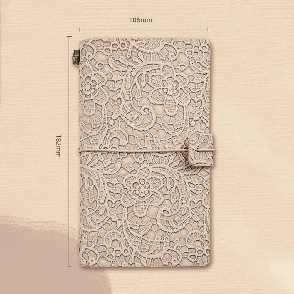 ヴィンテージエンボスクラフトトラベルノートブック、3Dレースカバー、交換可能なジャーナル、スクラップブック、日記、学用品、a6
