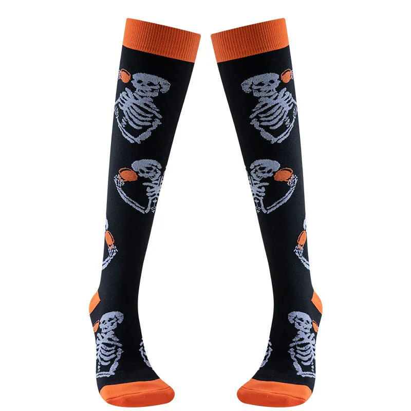 Original ถุงเท้าการบีบอัดฮาโลวีน Skull ถุงเท้าการบีบอัดผู้ชายและผู้หญิงถุงเท้ากีฬา