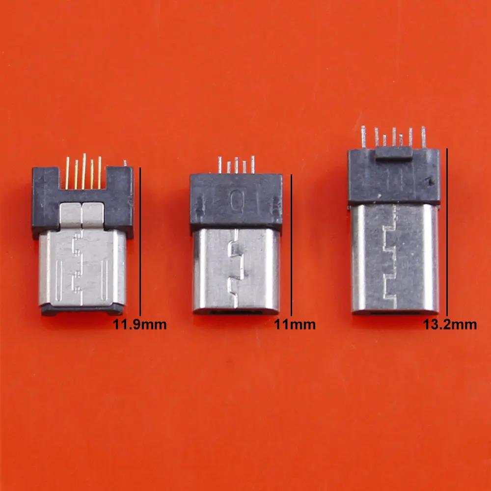 JCD 5pcs 5PIn Vertical Micro USB Male Socket Connector Welding Wire Clamp 180 Degree PCB Converter Adapter Breakout Board