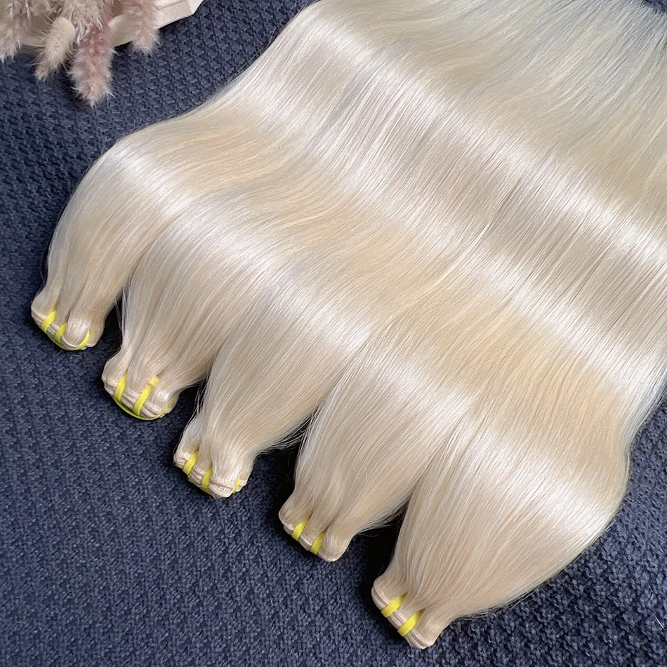 # 613 Colore Biondo Fasci di capelli umani al 100% Dritto Doppia trama Vietnamita Estensioni di tessitura dei capelli vergini grezzi Bundle Deal In vendita