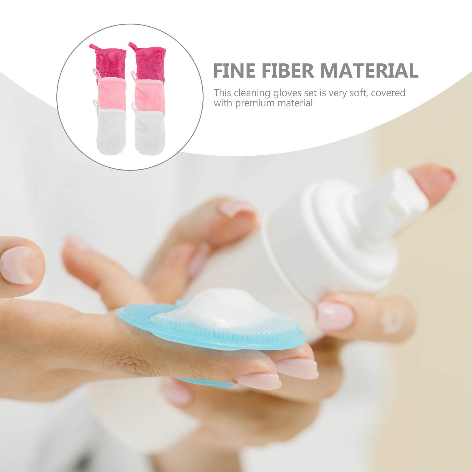 

6 Pcs Cleansing Gloves Set Makeup Remover Reusable Cloth Face Exfoliating Washing Mitts Micro Fiber Towels Fine Removal Cloths