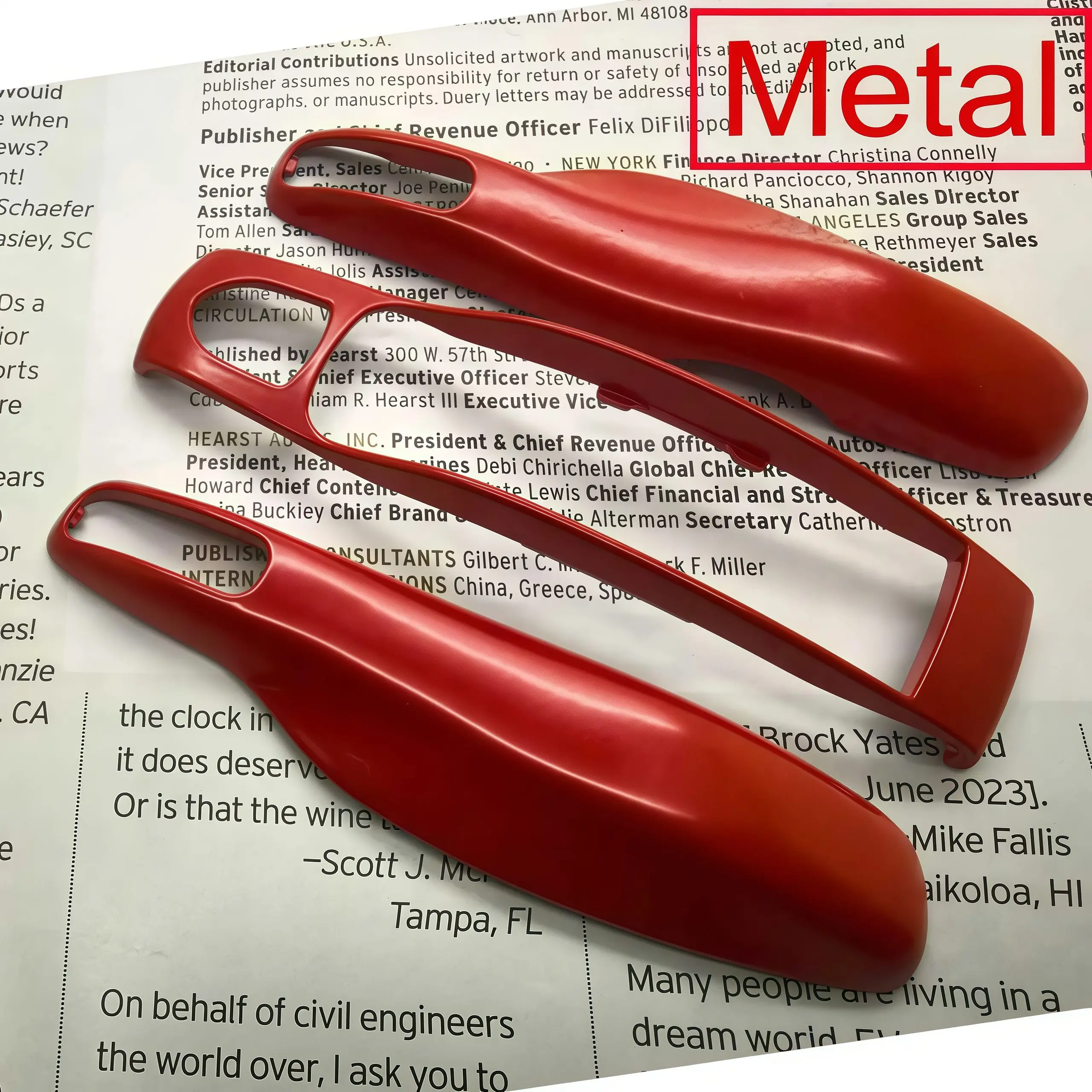 

3PC Metal Material Matte RED Key Shell with Middle Center Trim Car Key Case Fit For Porsche Cayenne Panamera Macan Cayman