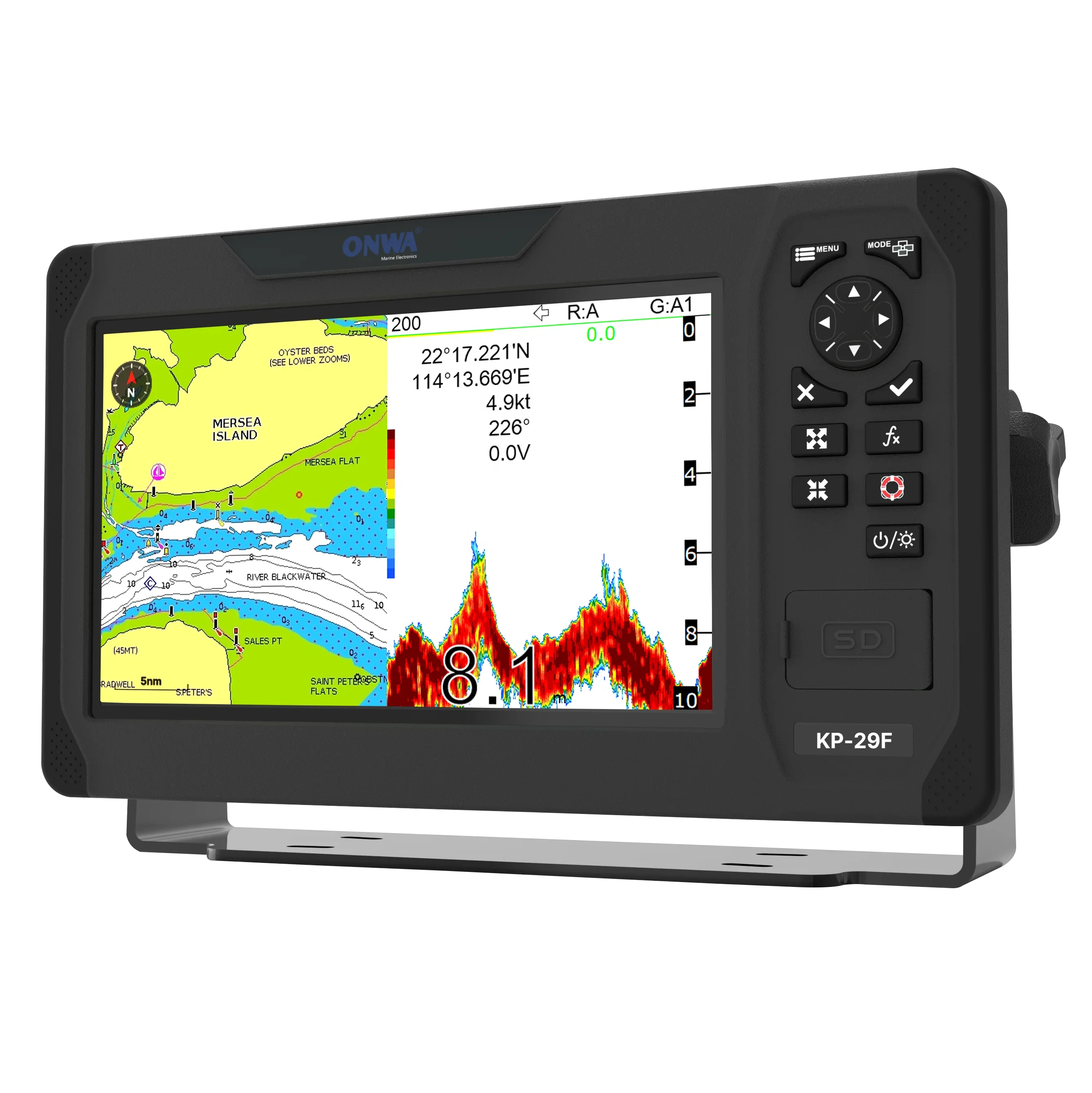 KP-29F (NEW) ONWA 9 Inch GPS Chart Plotter with  Fish Find er /GPS Echo Sounder /depth Sounder (support NMEA2000)
