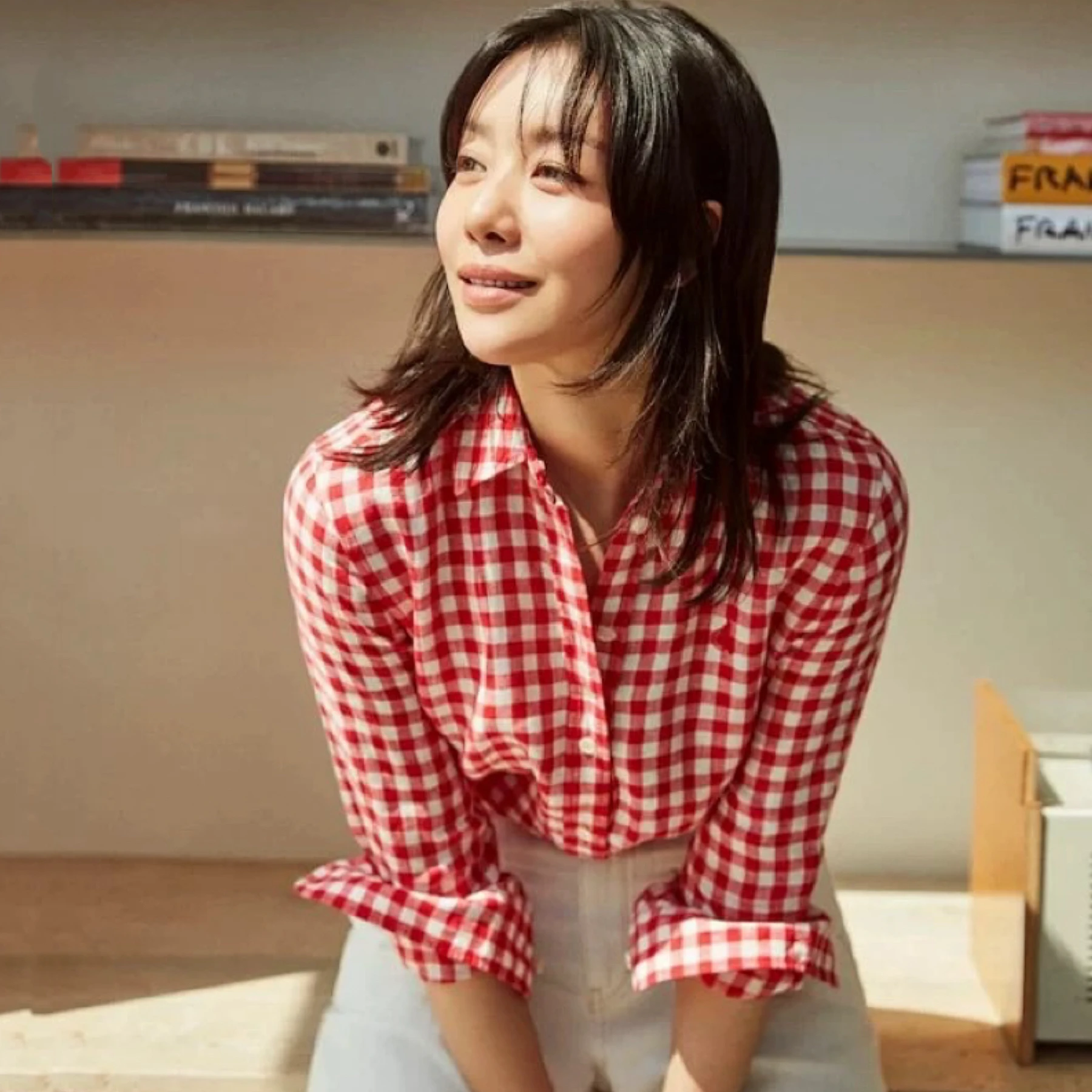 

Lemon Cheese BP25 Autumn Embroidered Collar Plaid Slim Fit Long Sve irt 00% Linen Commute Sle Loose Fit Breathable