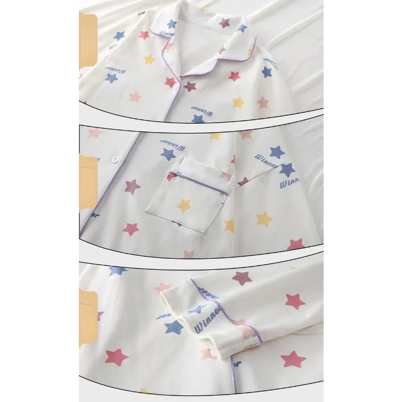 2024 New Spring Autumn Home Wear Long Sleeves Cardigans Women's Pajamas Girls Casual Comfortable Loungewear Set Ladies Sleepwear