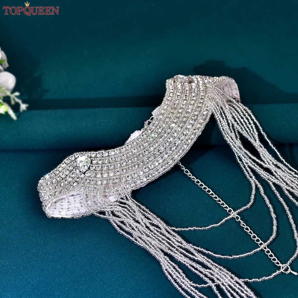 TOPQUEEN Multi-Strand Tassel Shoulder Chain, Women's Shoulder Decoration Chest Chain for Festivals and Dresses SG69