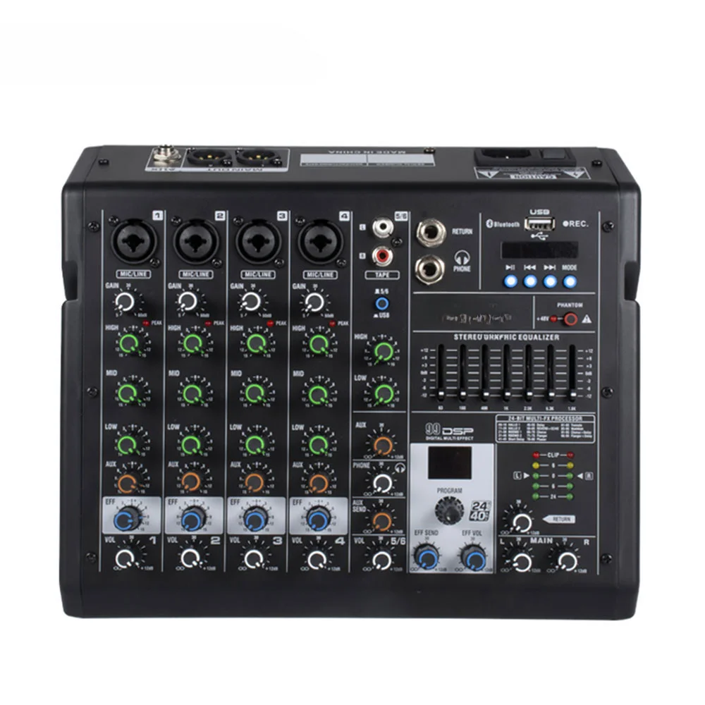 

TD6 4 Channels USB interface portable Blue T DJ audio mixer best price Karaoke party